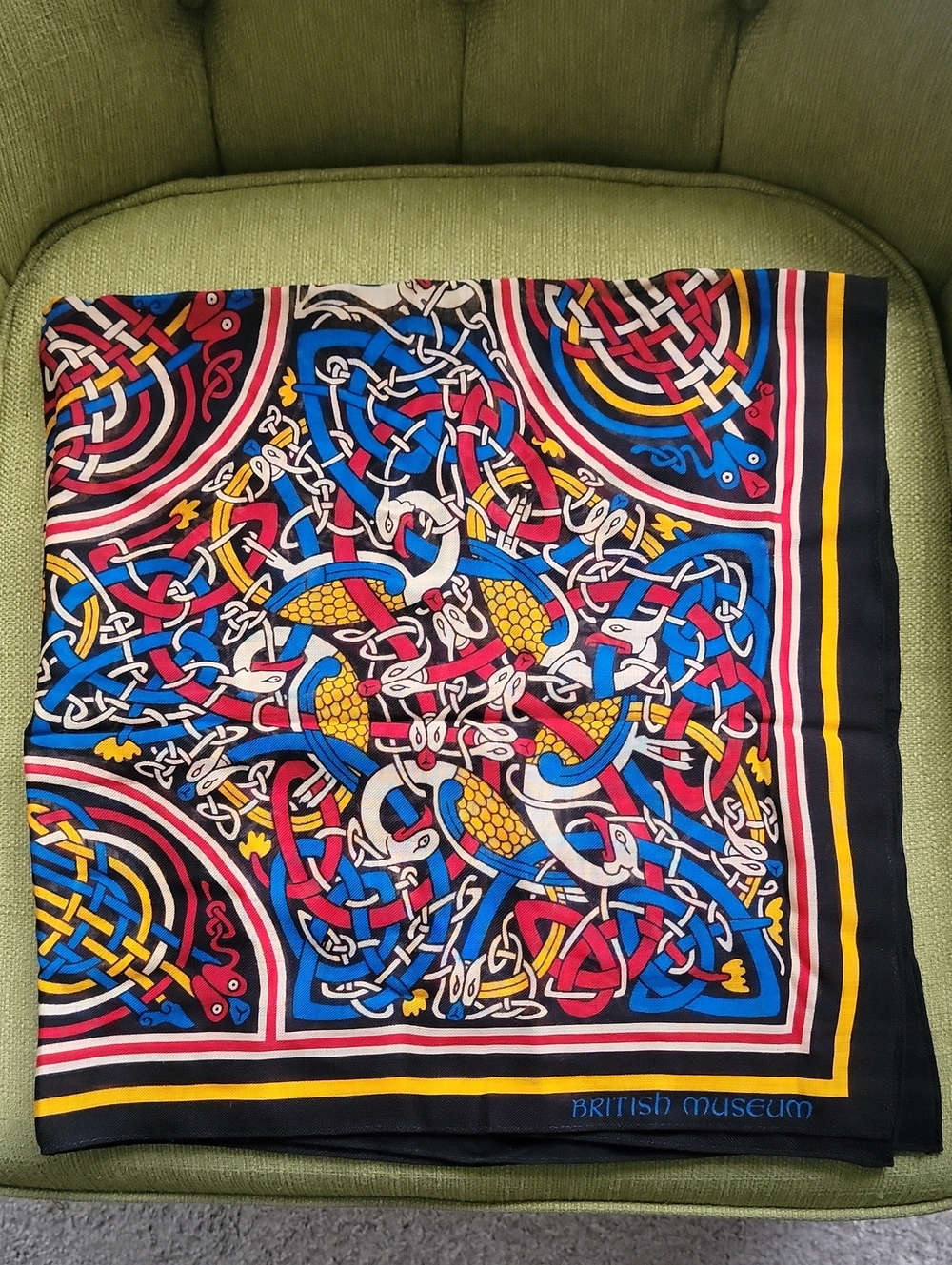 British Museum Celtic Knot Wool Scarf - Blue, Red, Yellow